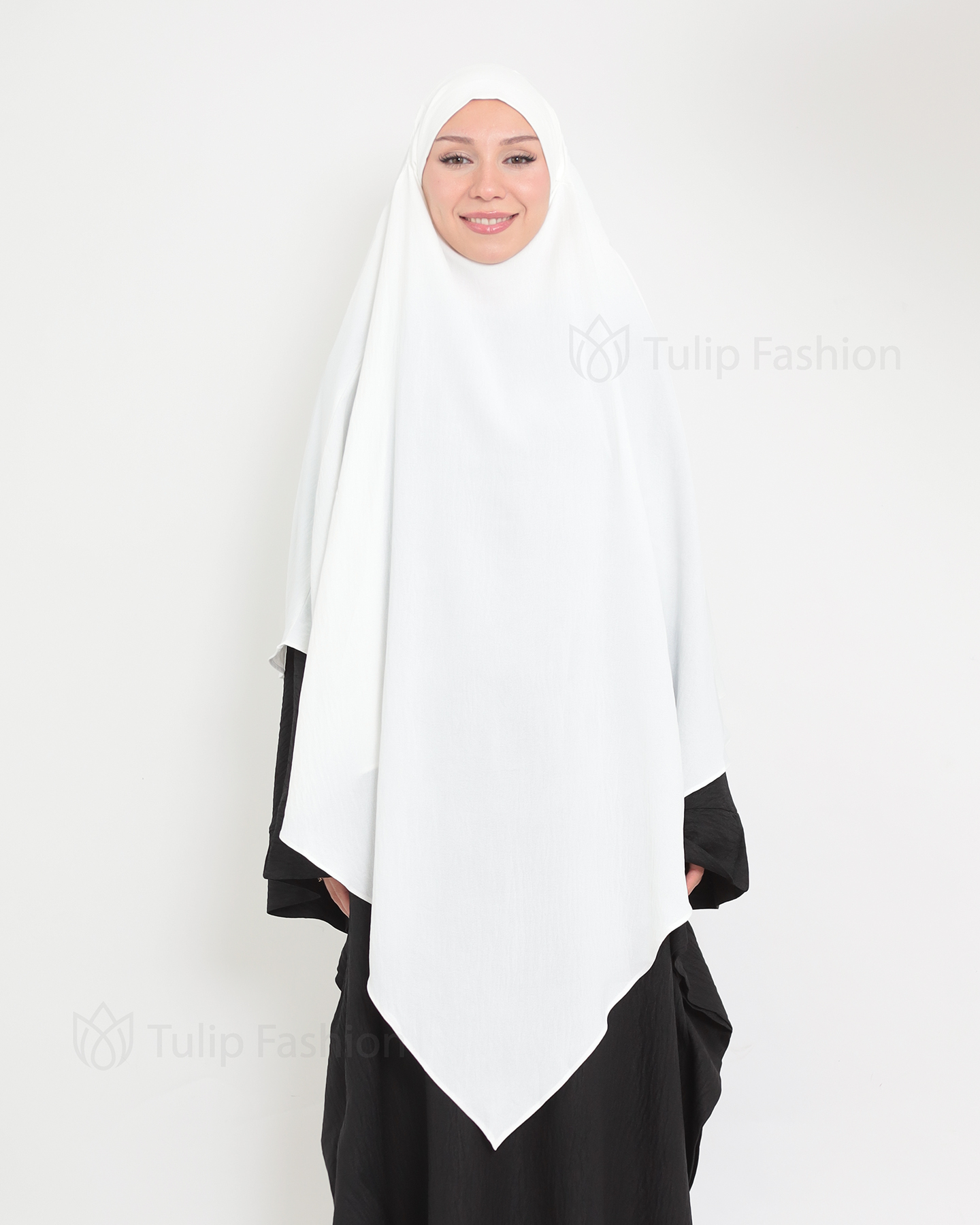 Maryam One layer Khimar - White - 3