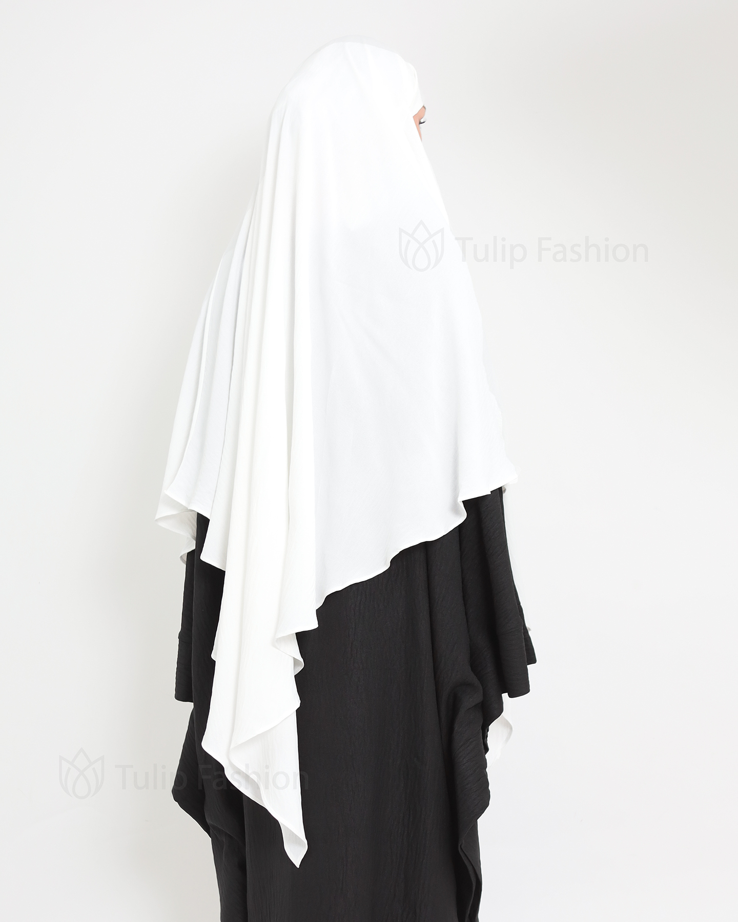 Maryam One layer Khimar - White - 4