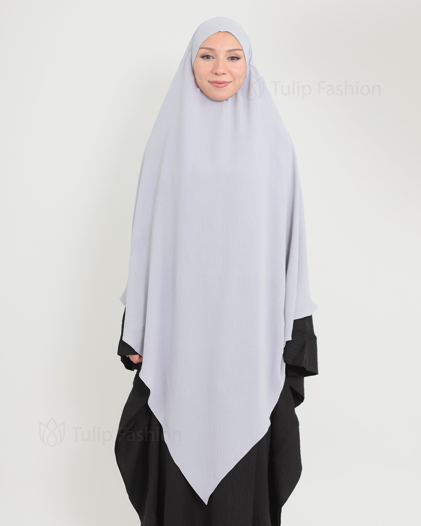 Maryam One layer Khimar - Light Gray - 4