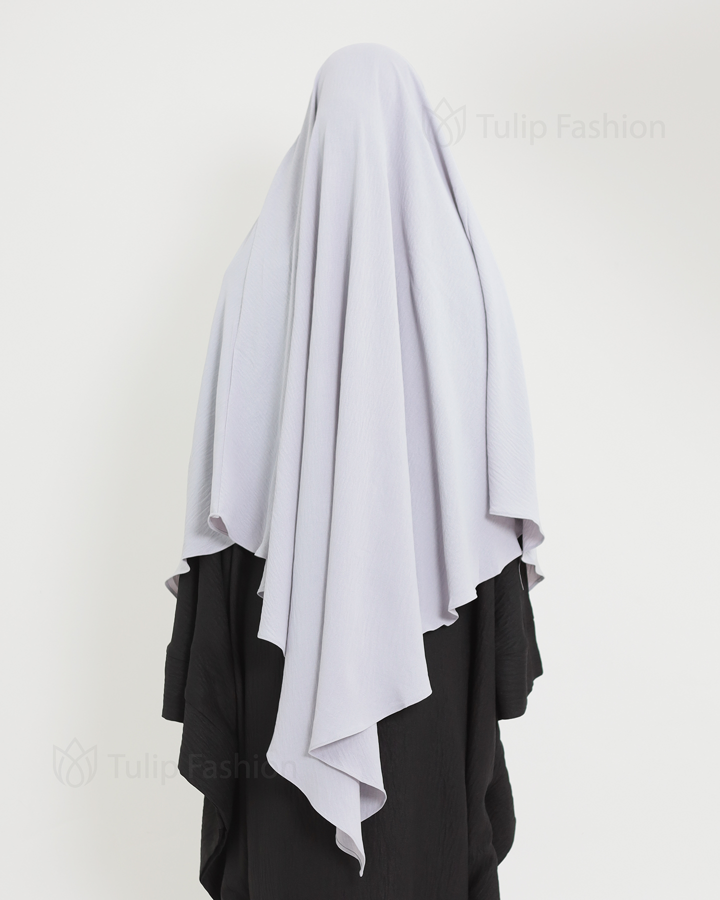 Maryam One layer Khimar - Light Gray - 11
