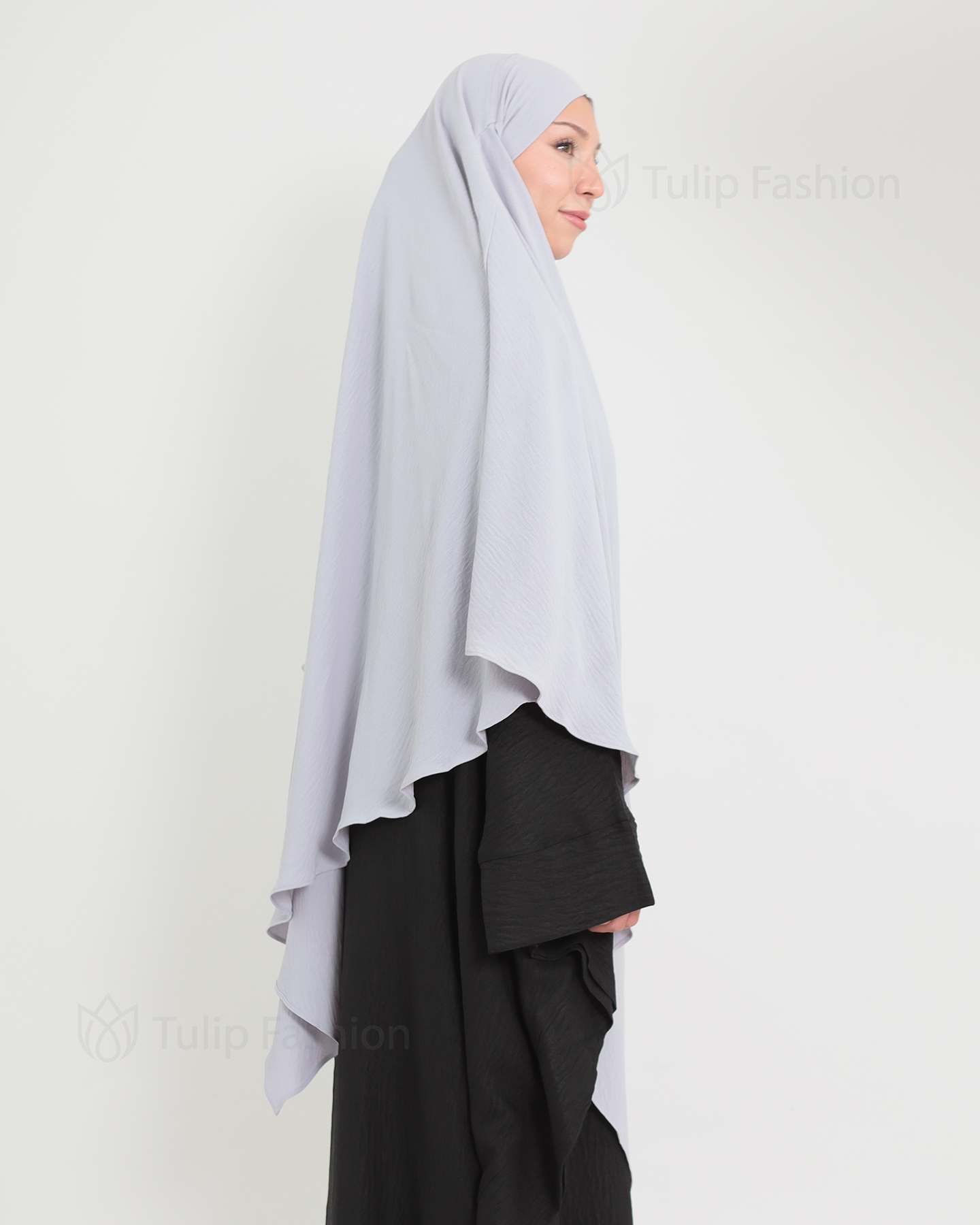 Maryam One layer Khimar - Light Gray - 10