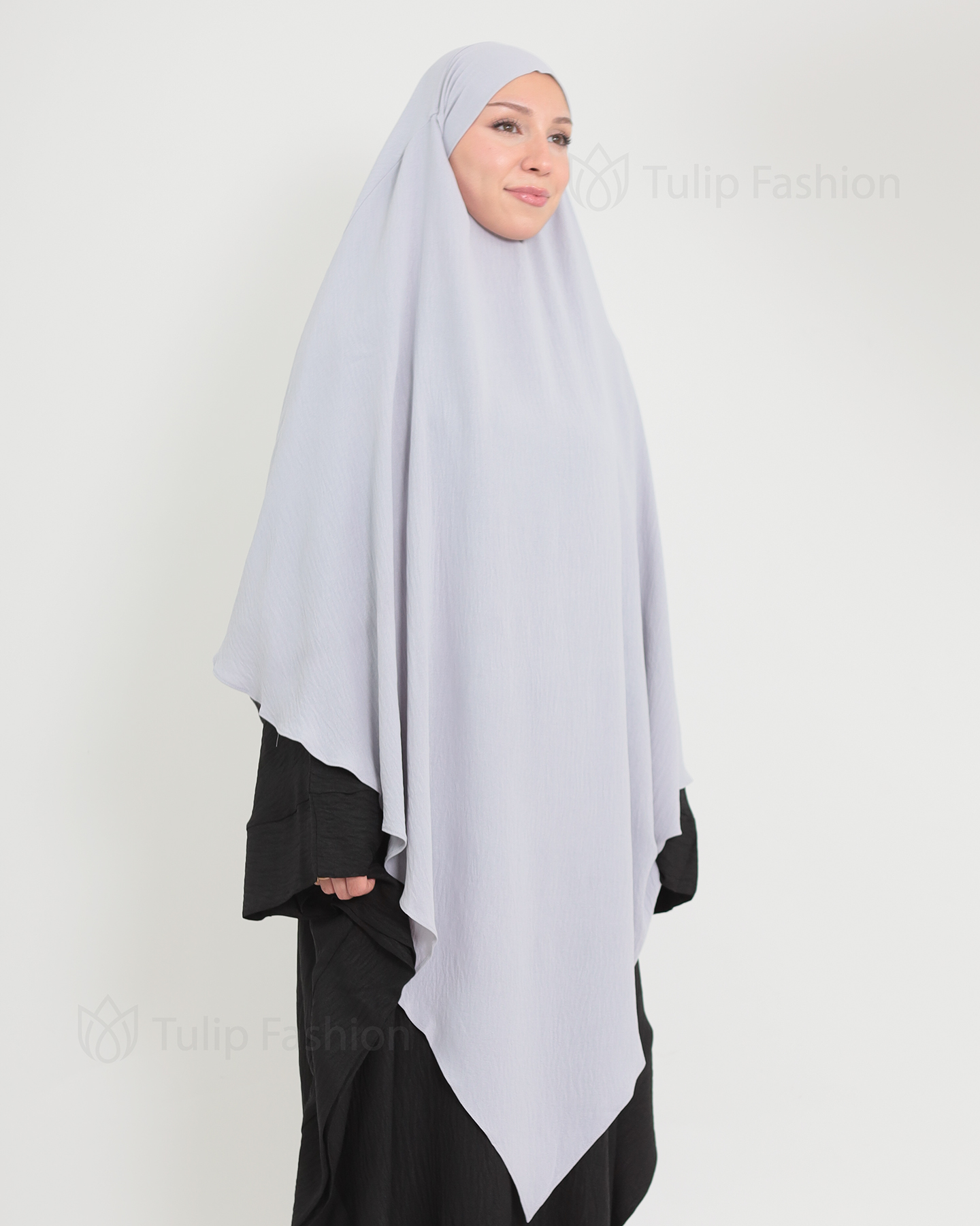 Maryam One layer Khimar - Light Gray - 6