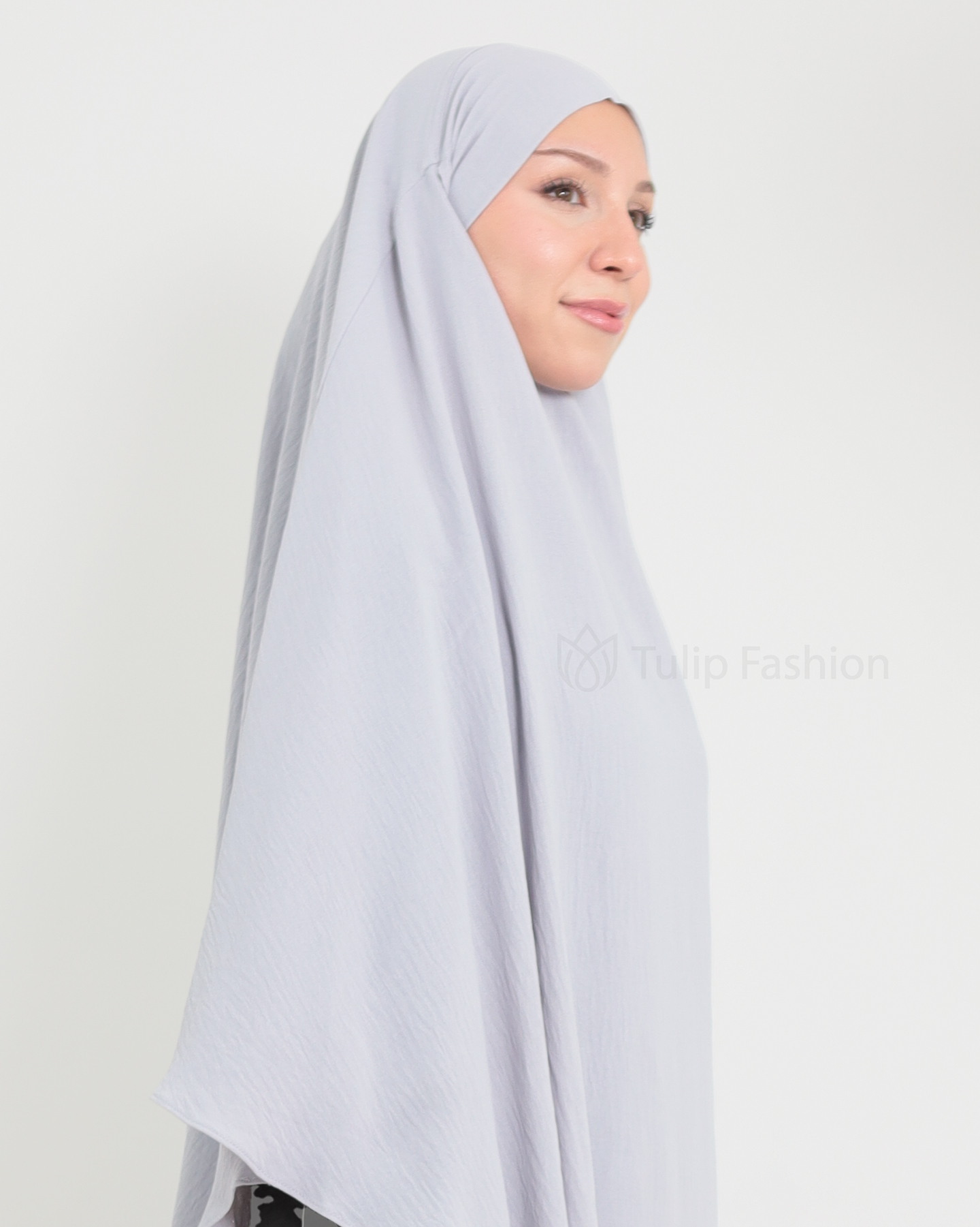 Maryam One layer Khimar - Light Gray - 7