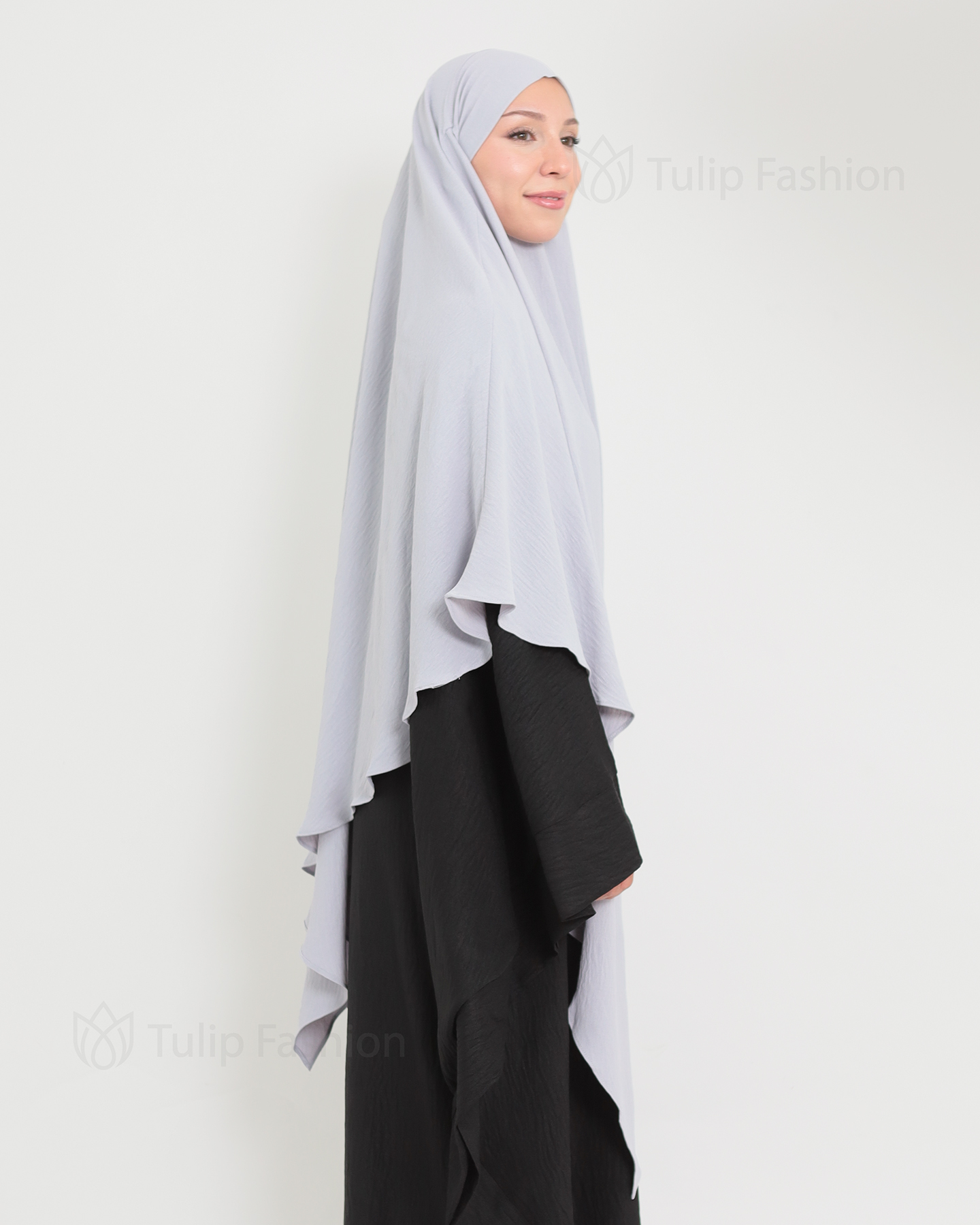 Maryam One layer Khimar - Light Gray
