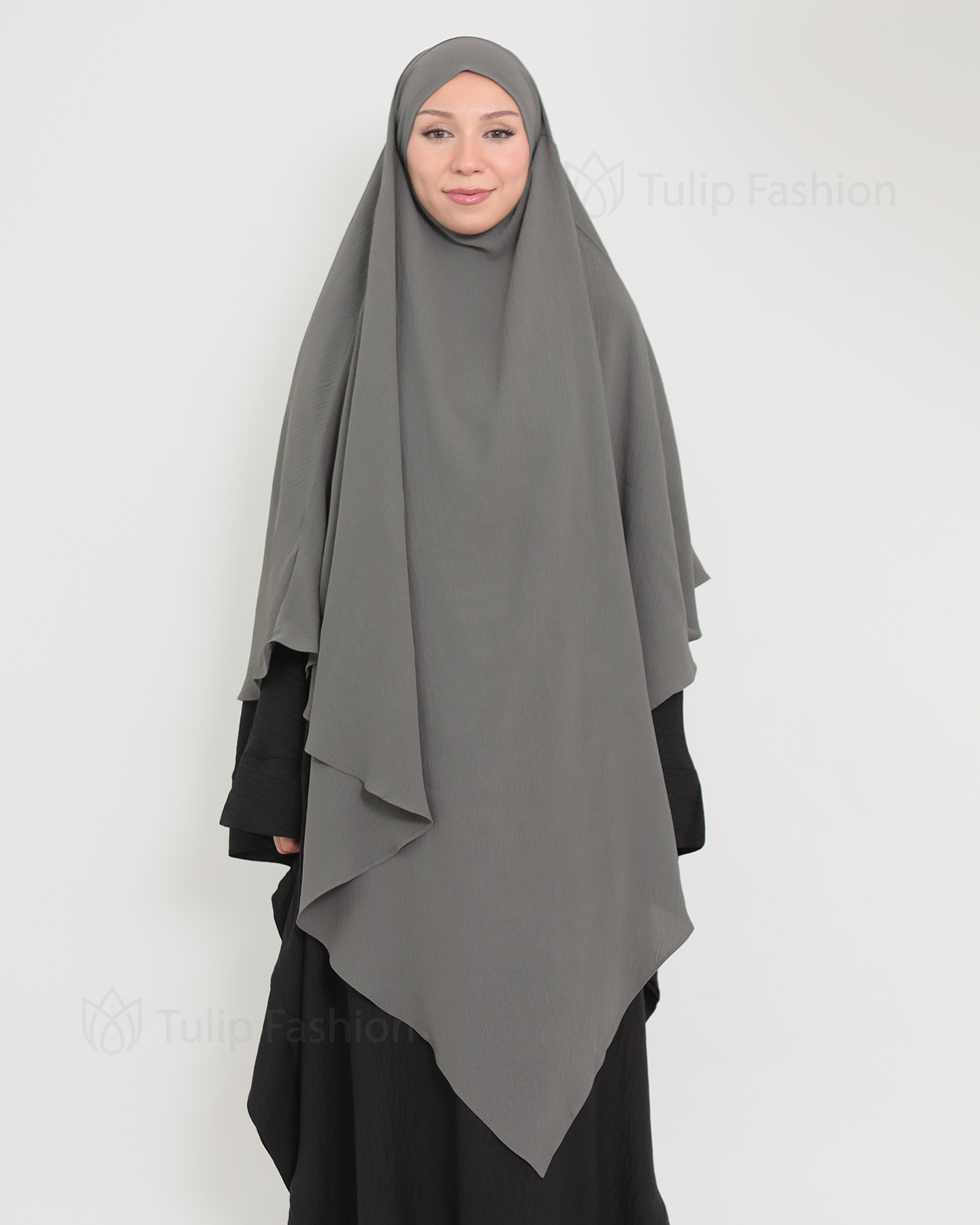 Maryam Ett lager Khimar - Mörkgrå - 2