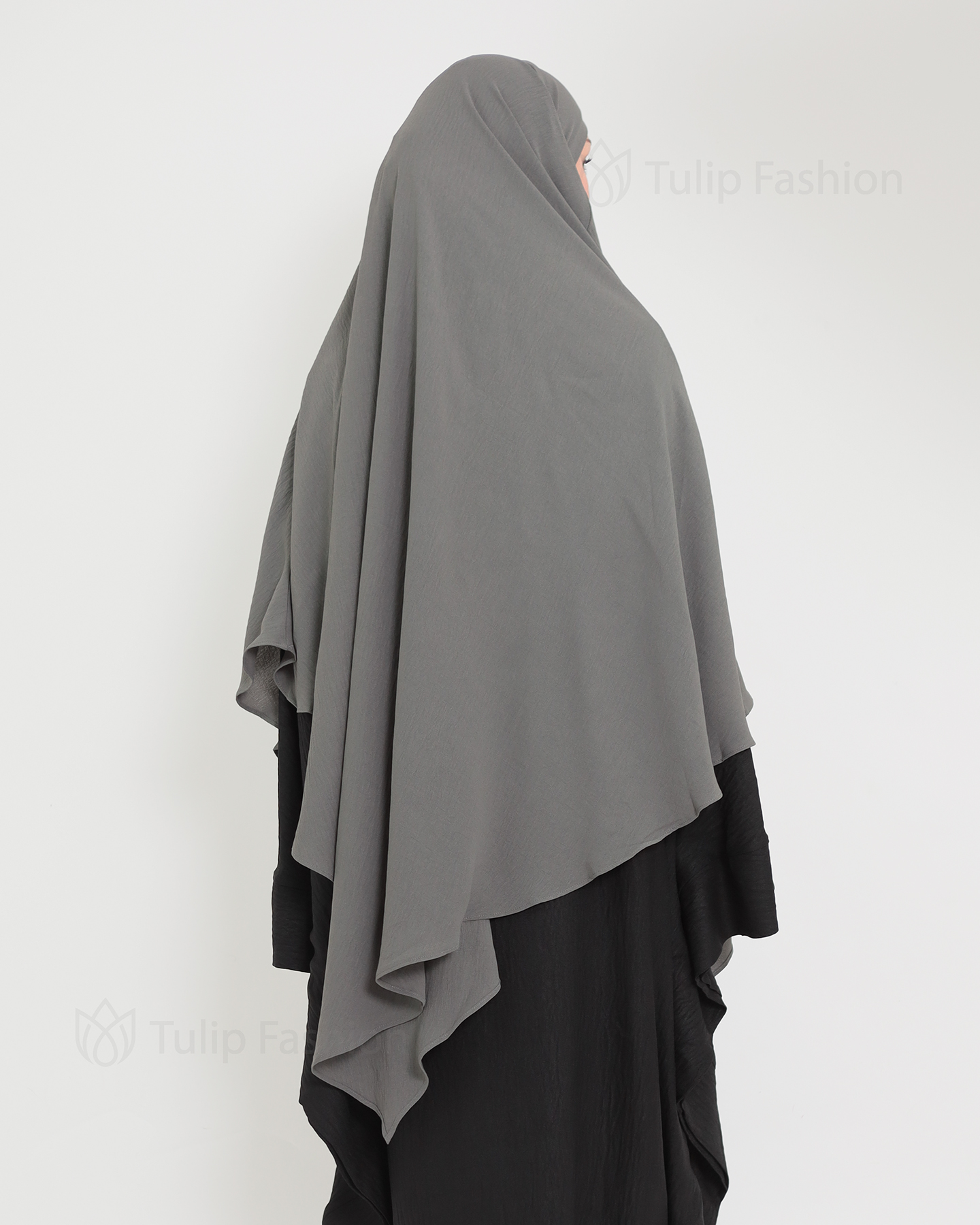Maryam Ett lager Khimar - Mörkgrå - 4