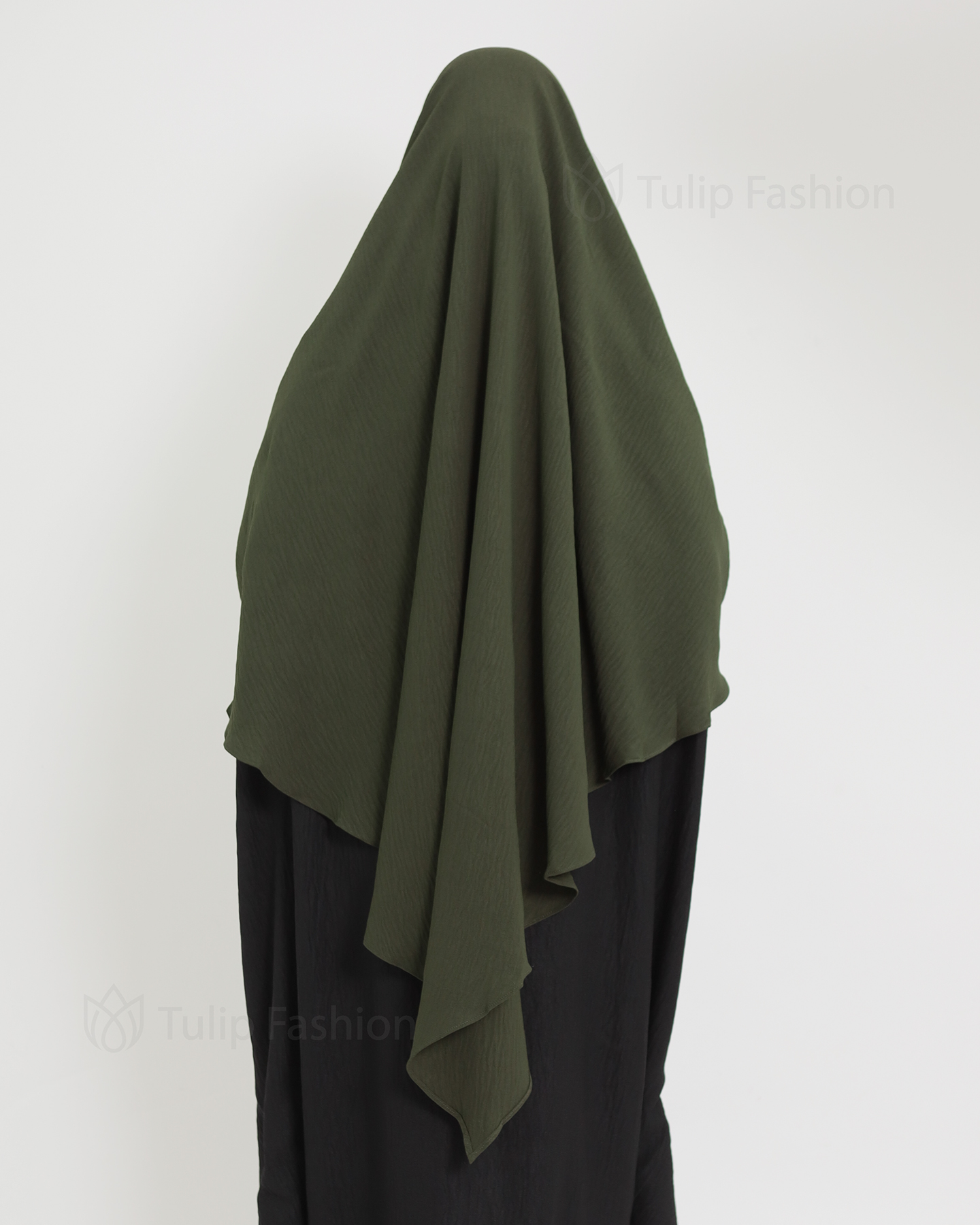 Maryam One layer Khimar - Olive Green - 3
