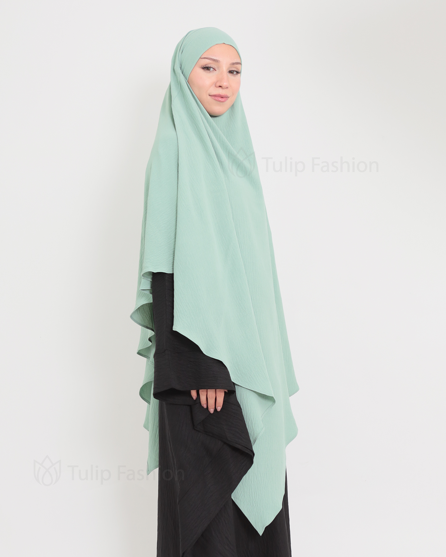 Maryam One layer Khimar - Pistachio Green - 3
