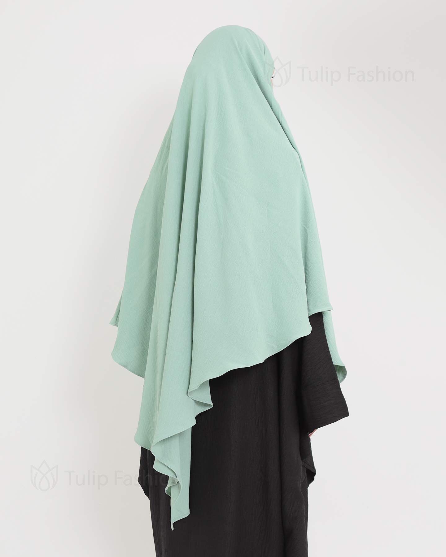 Maryam One layer Khimar - Pistachio Green - 4