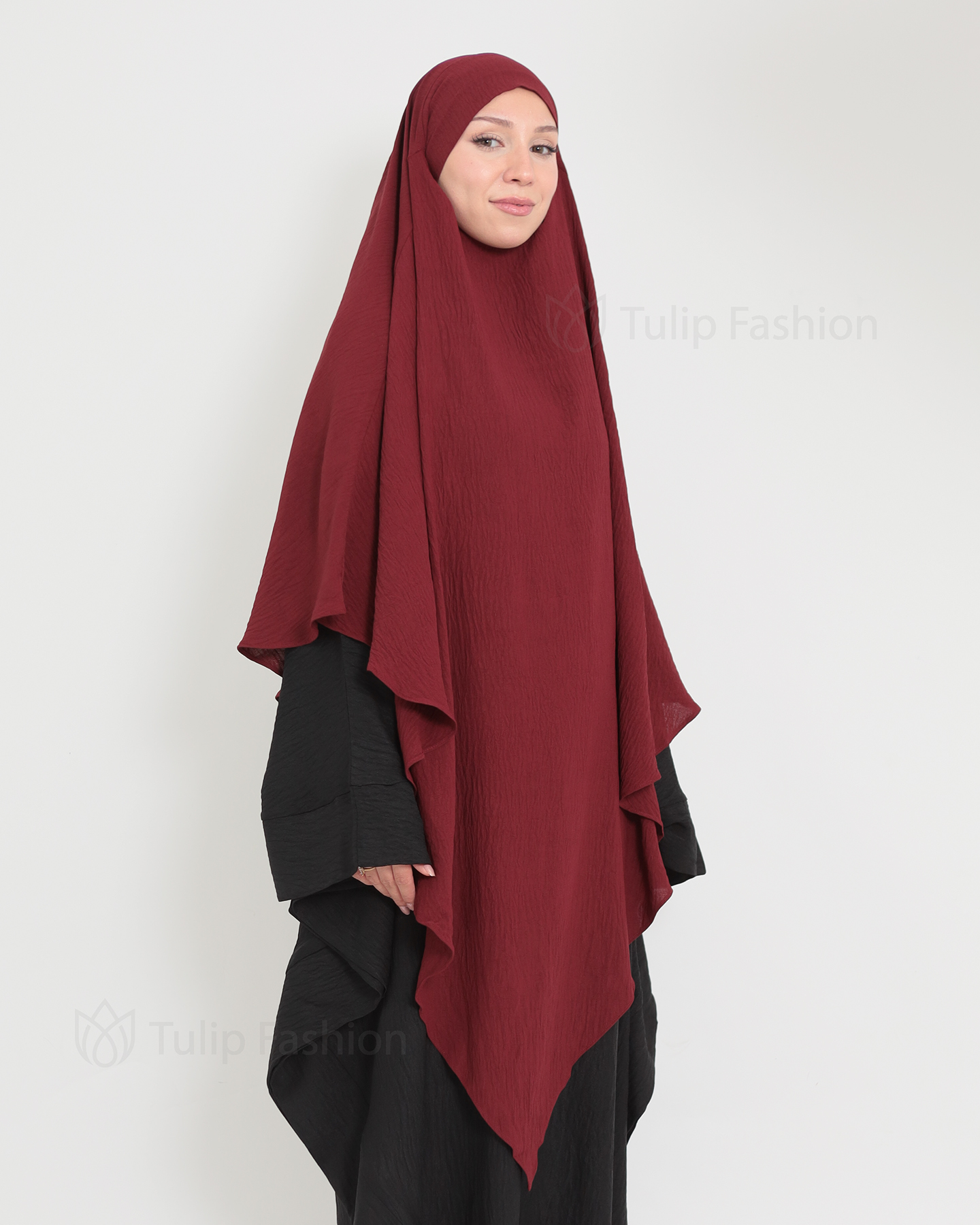 Maryam One layer Khimar - Maroon - 3