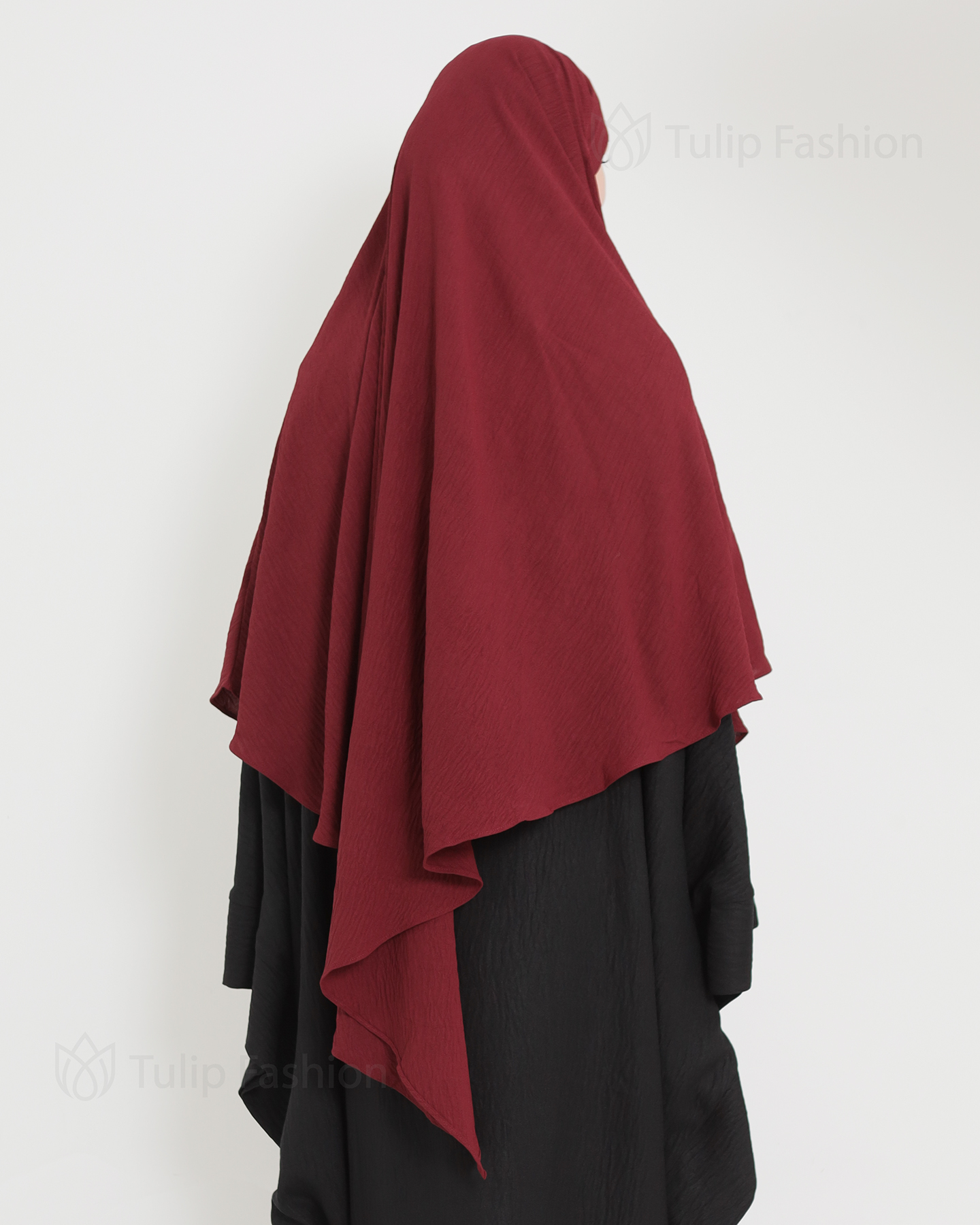 Maryam One layer Khimar - Maroon - 4