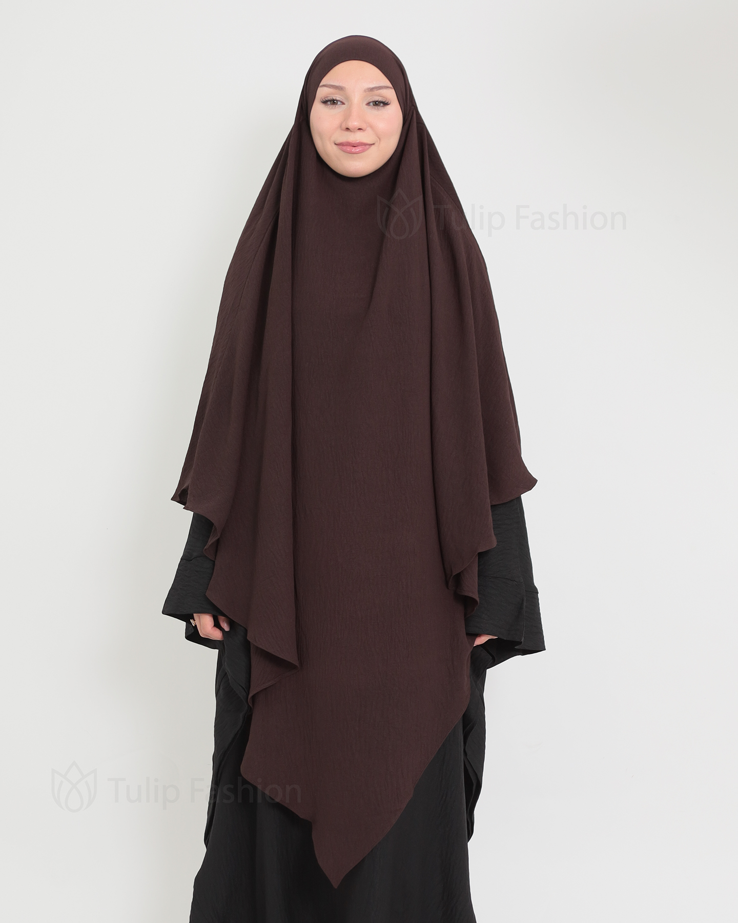 Maryam One layer Khimar - Dark Brown - 2