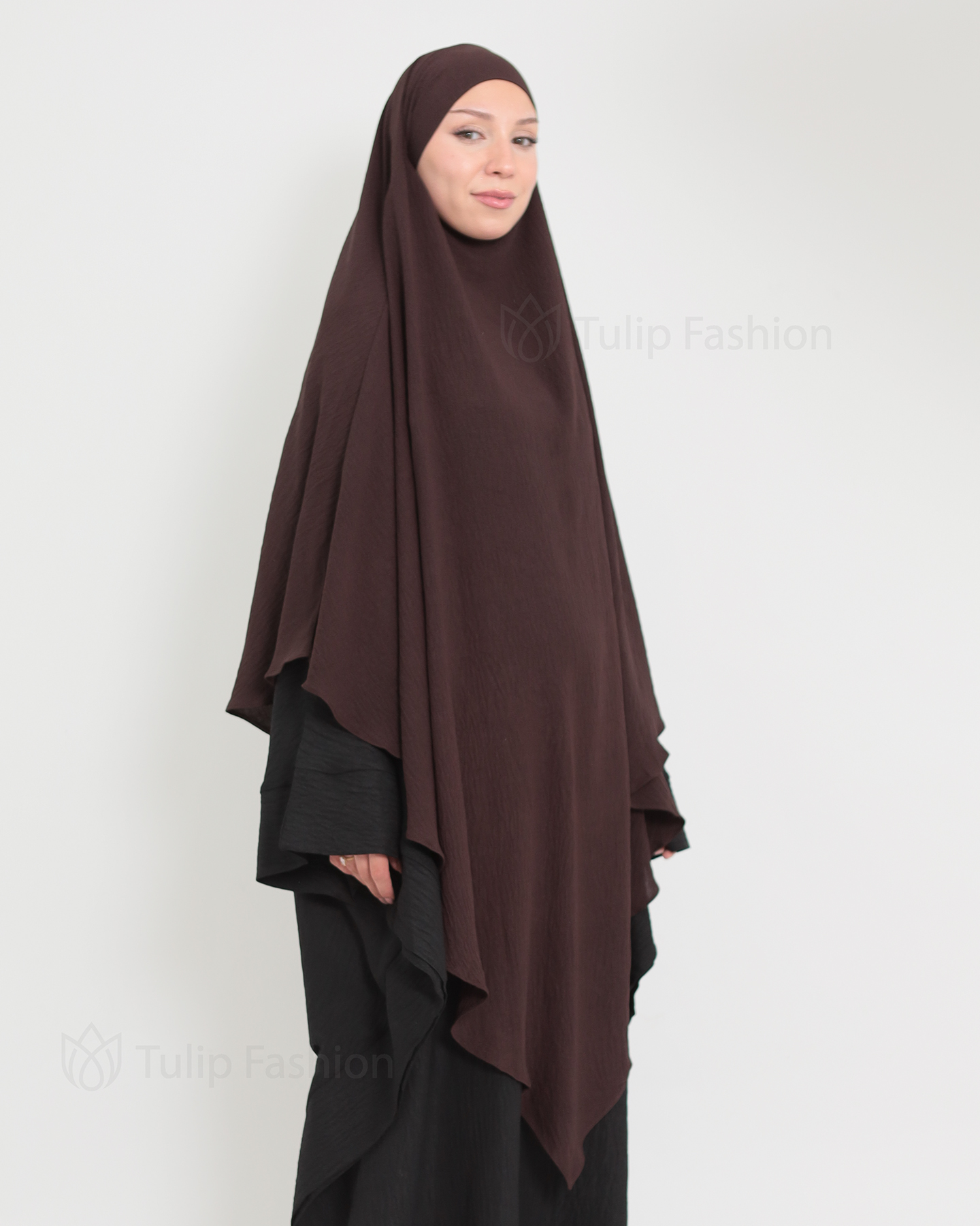 Maryam One layer Khimar - Dark Brown