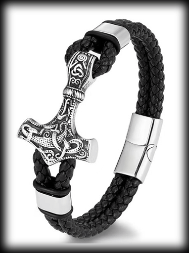 Tors hammare läderarmband i Mammenstil. - 2