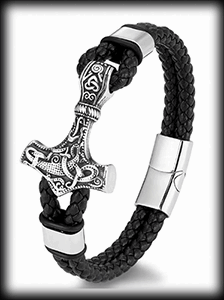 Tors hammare läderarmband i Mammenstil.