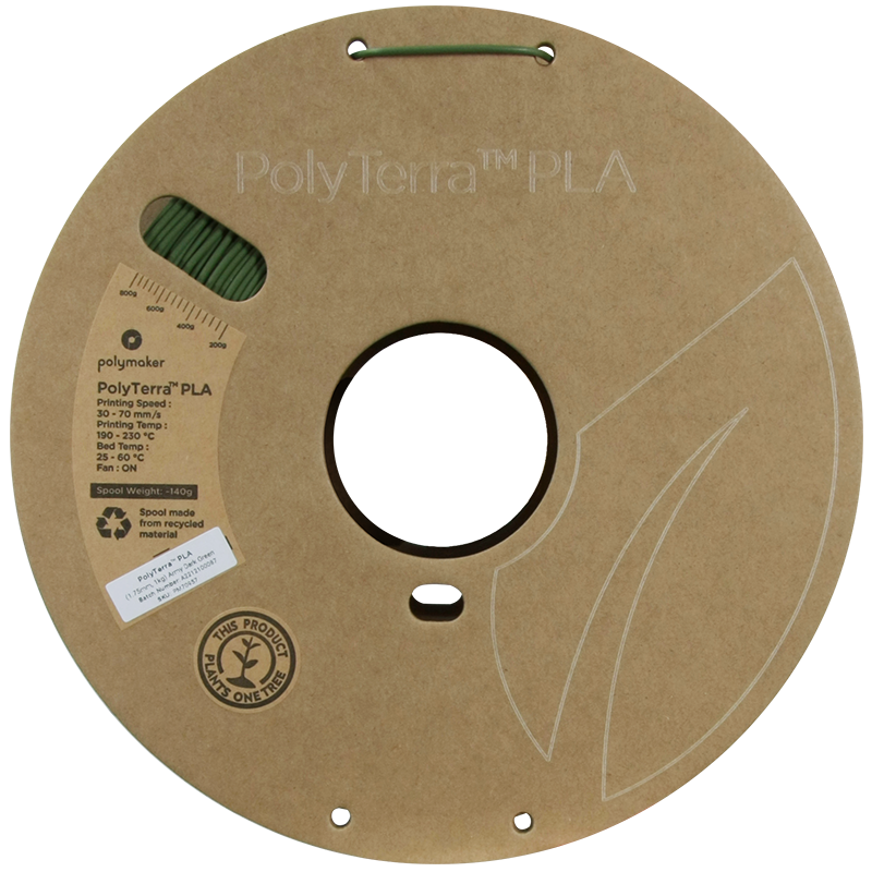 PolyTerra PLA Filament (1.75mm, 1Kg) - Army Dark Green
