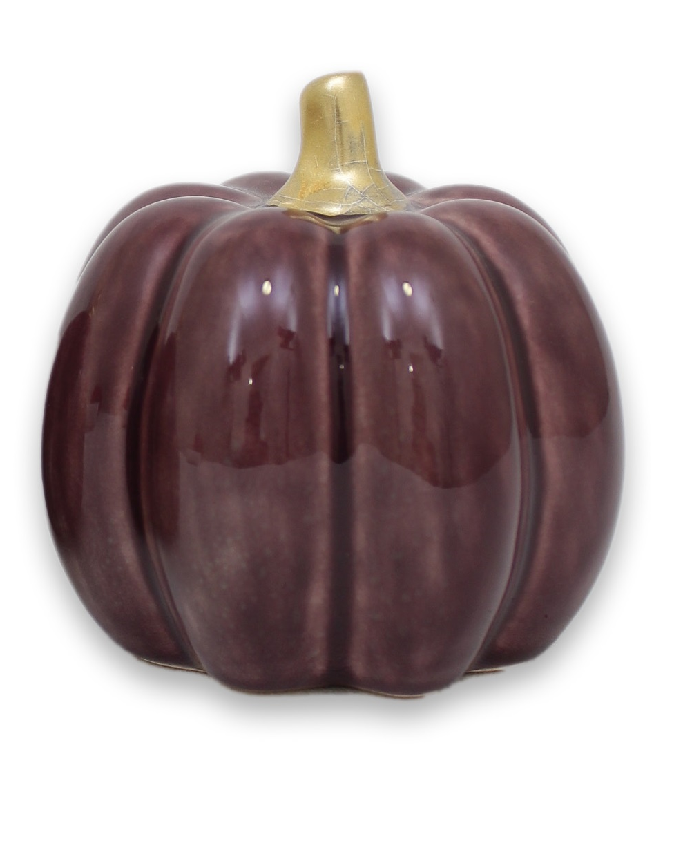 Pumpa aubergine stor rund 9 cm keramik