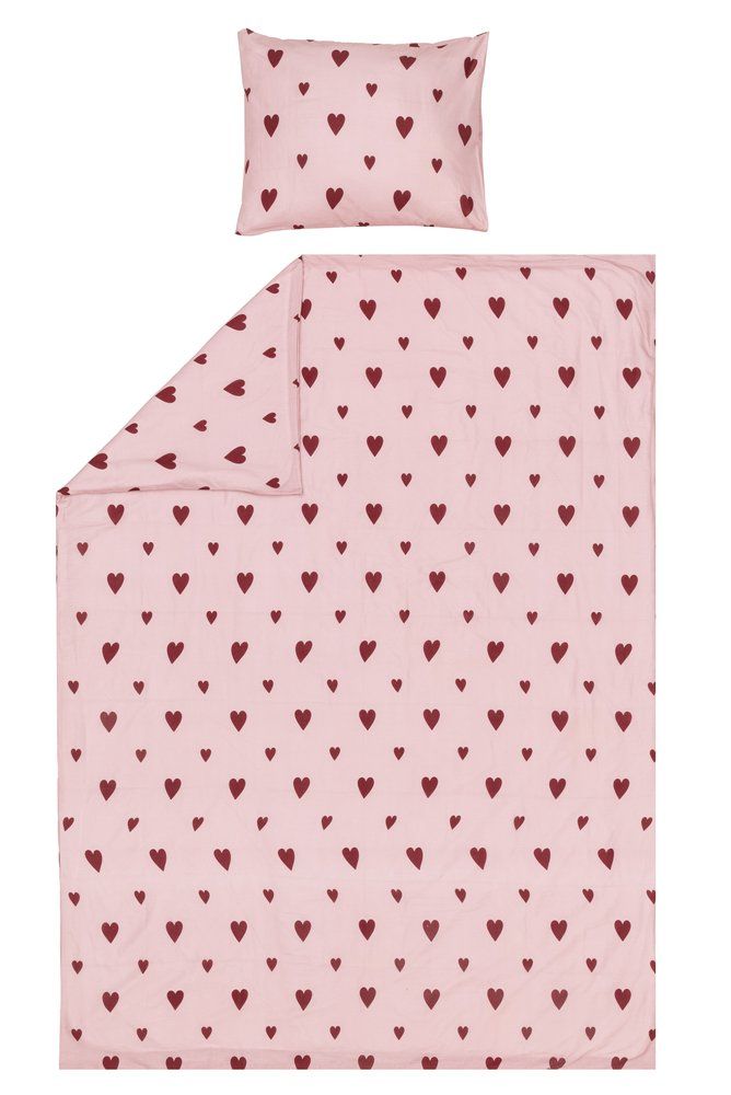 Påslakan set hjärtan 150x210cm, 50x60 cm - 2
