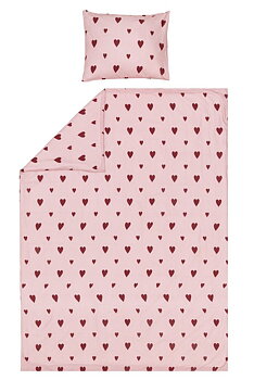Påslakan set hjärtan 150x210cm, 50x60 cm