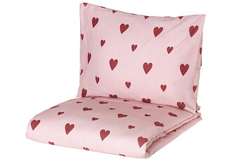 Påslakan set hjärtan 150x210cm, 50x60 cm
