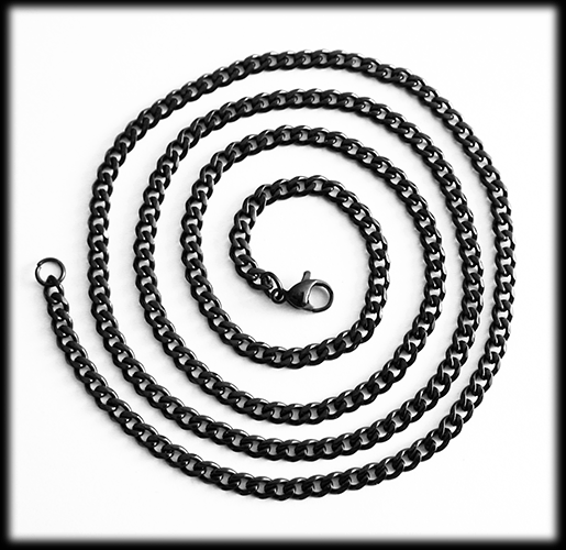 3.6 mm. Pansarlänk halsband i svart stål.