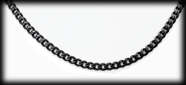 3.6 mm. Pansarlänk halsband i svart stål. - 4