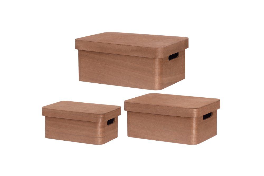 Trälåda med lock 3st