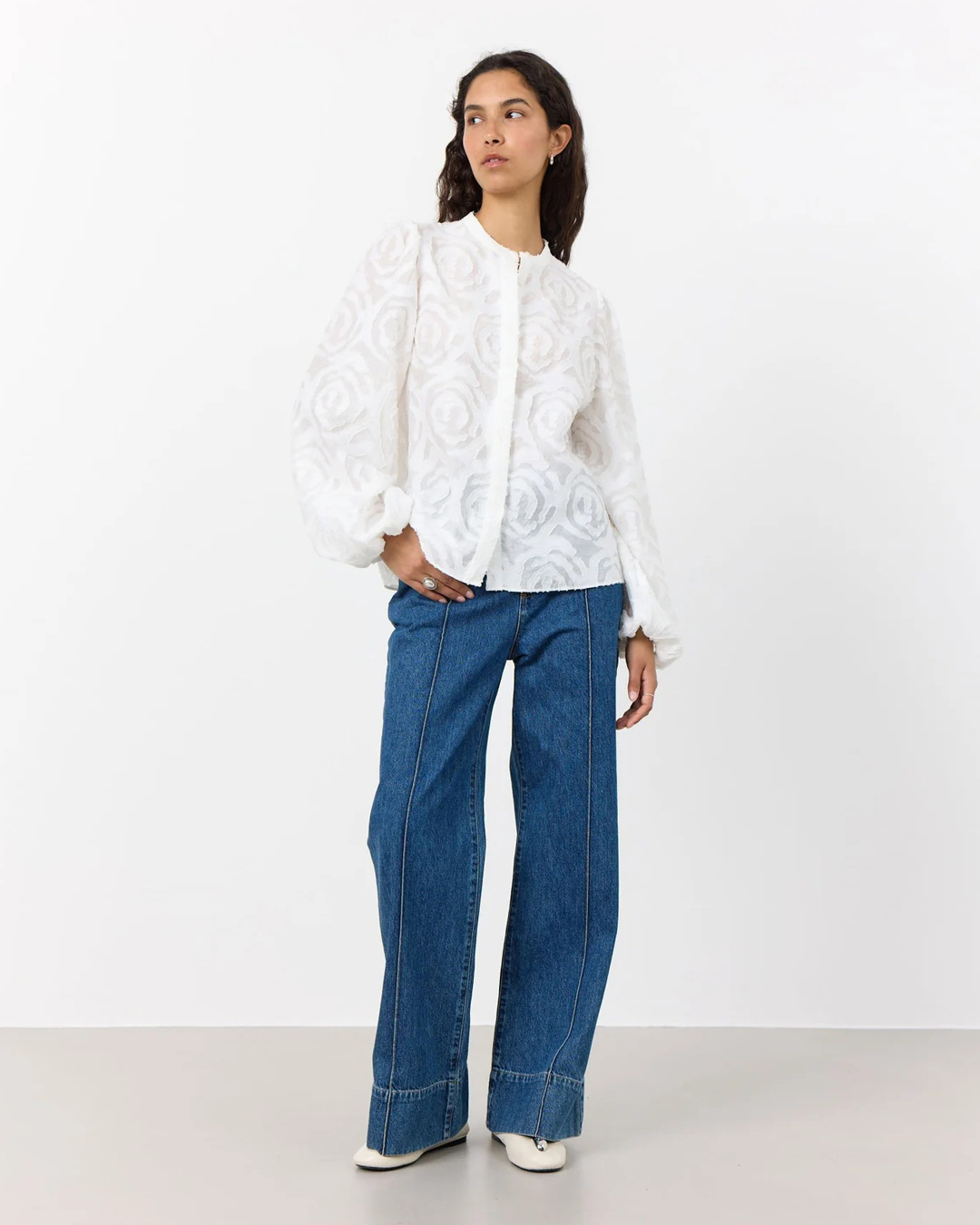 Blus Inga rosor offwhite - 3