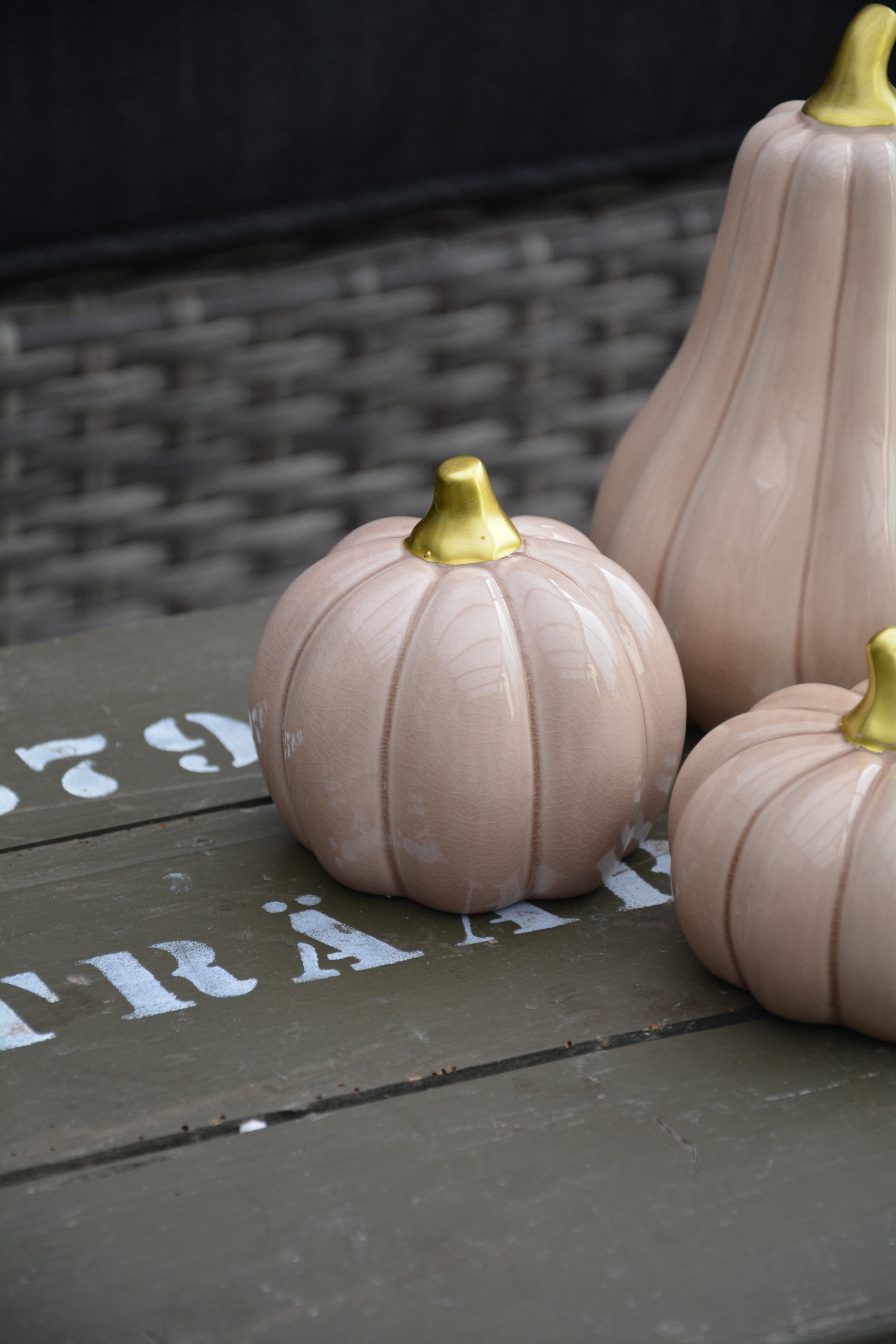 Pumpa beige stor rund 10 cm keramik - 5