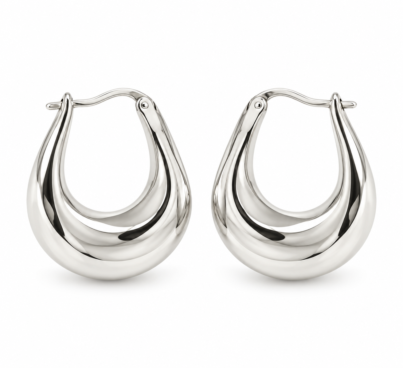Chunky U-shape Hoop Örhängen Sterling Silver