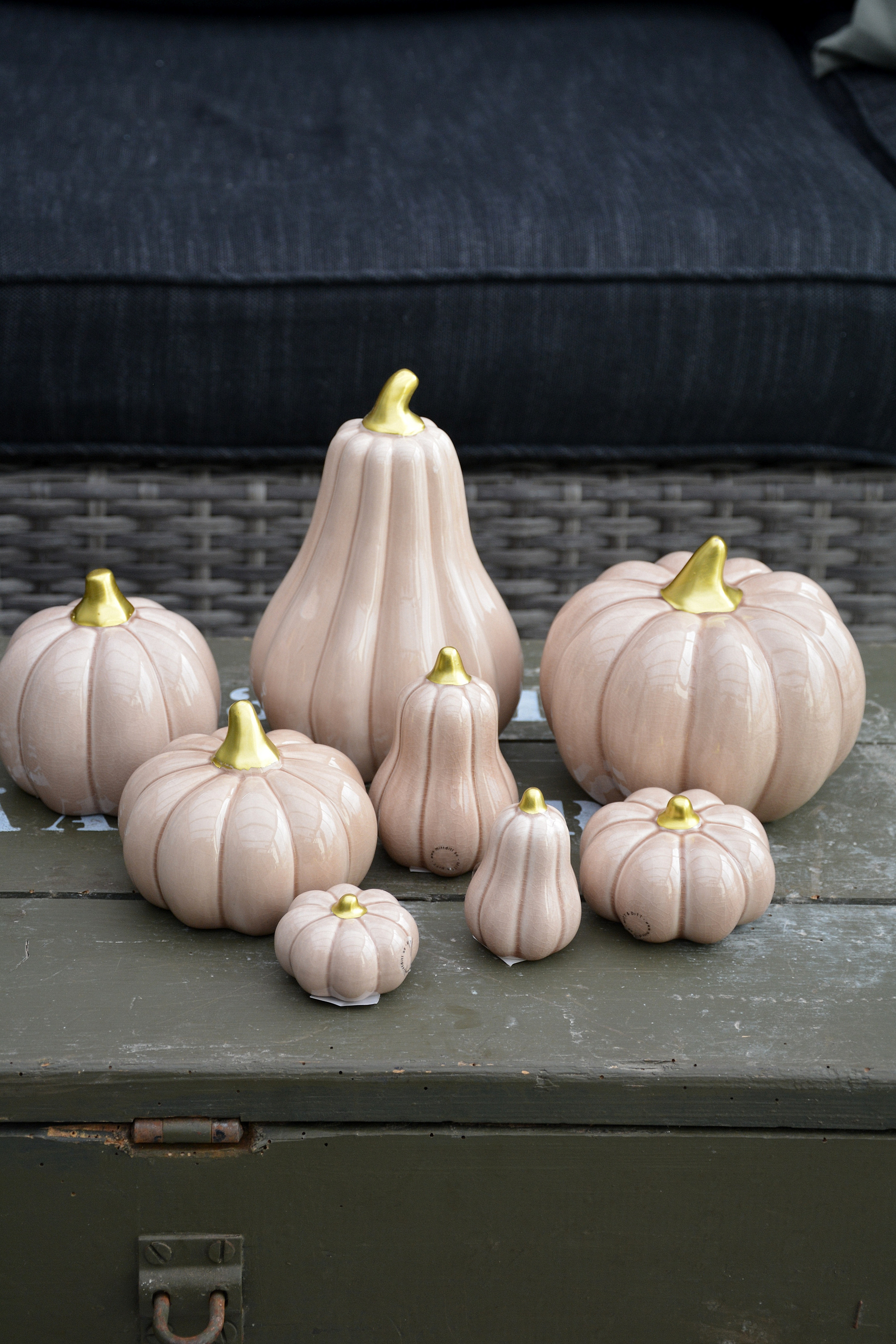 Pumpa beige liten hög 6 cm keramik