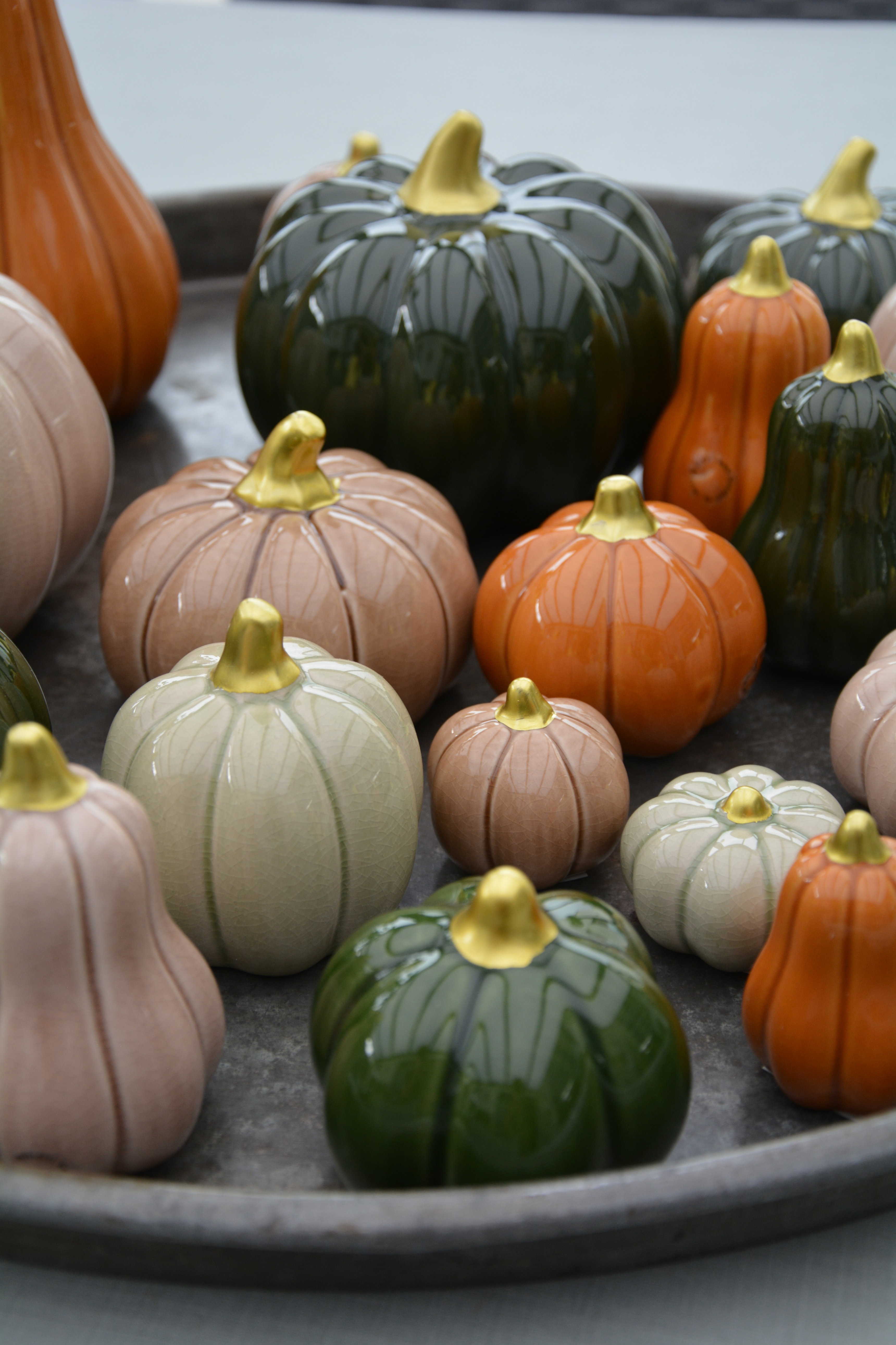 Pumpa grön stor rund 10 cm keramik - 4