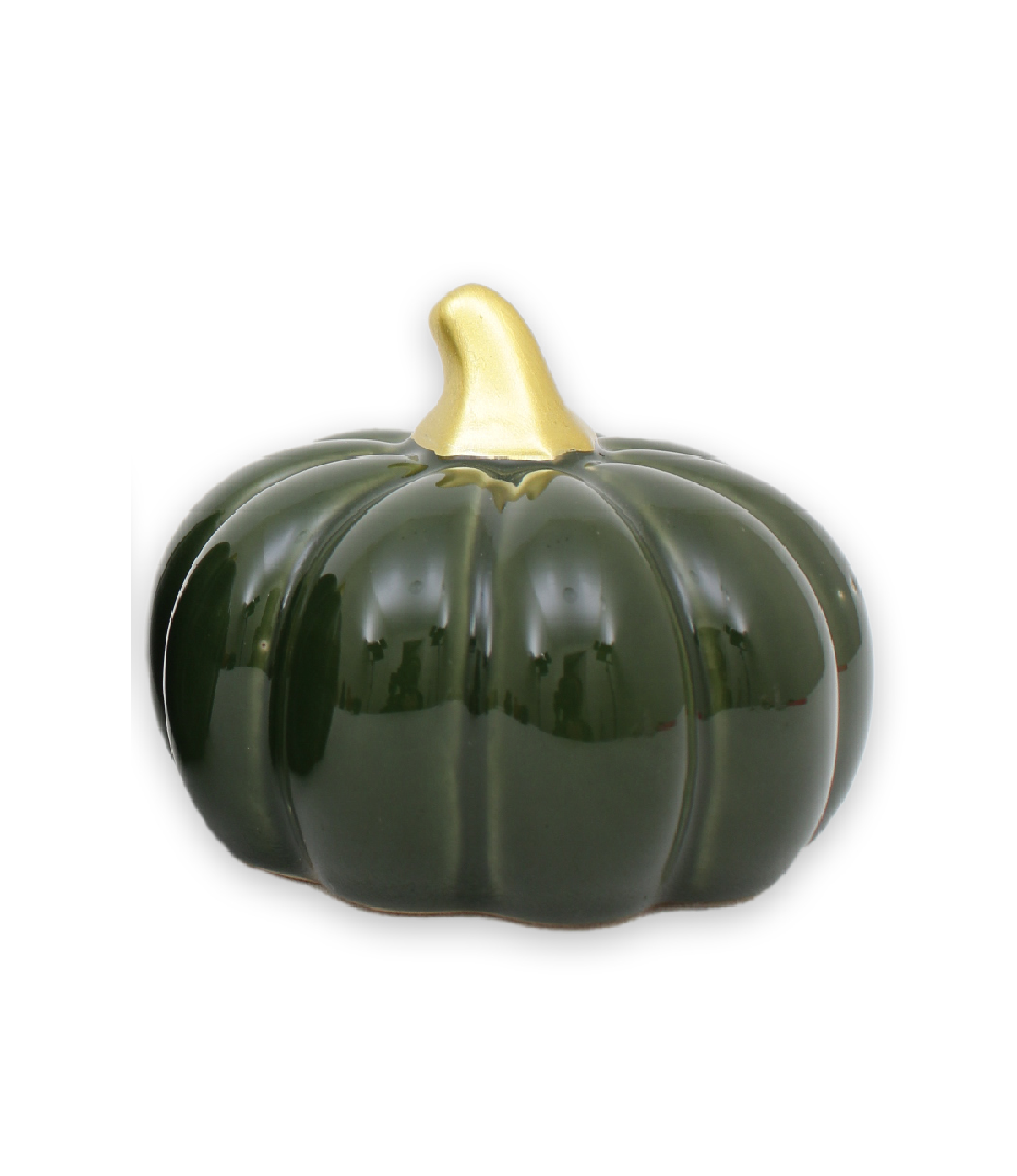 Pumpa grön stor låg 10,5 cm keramik