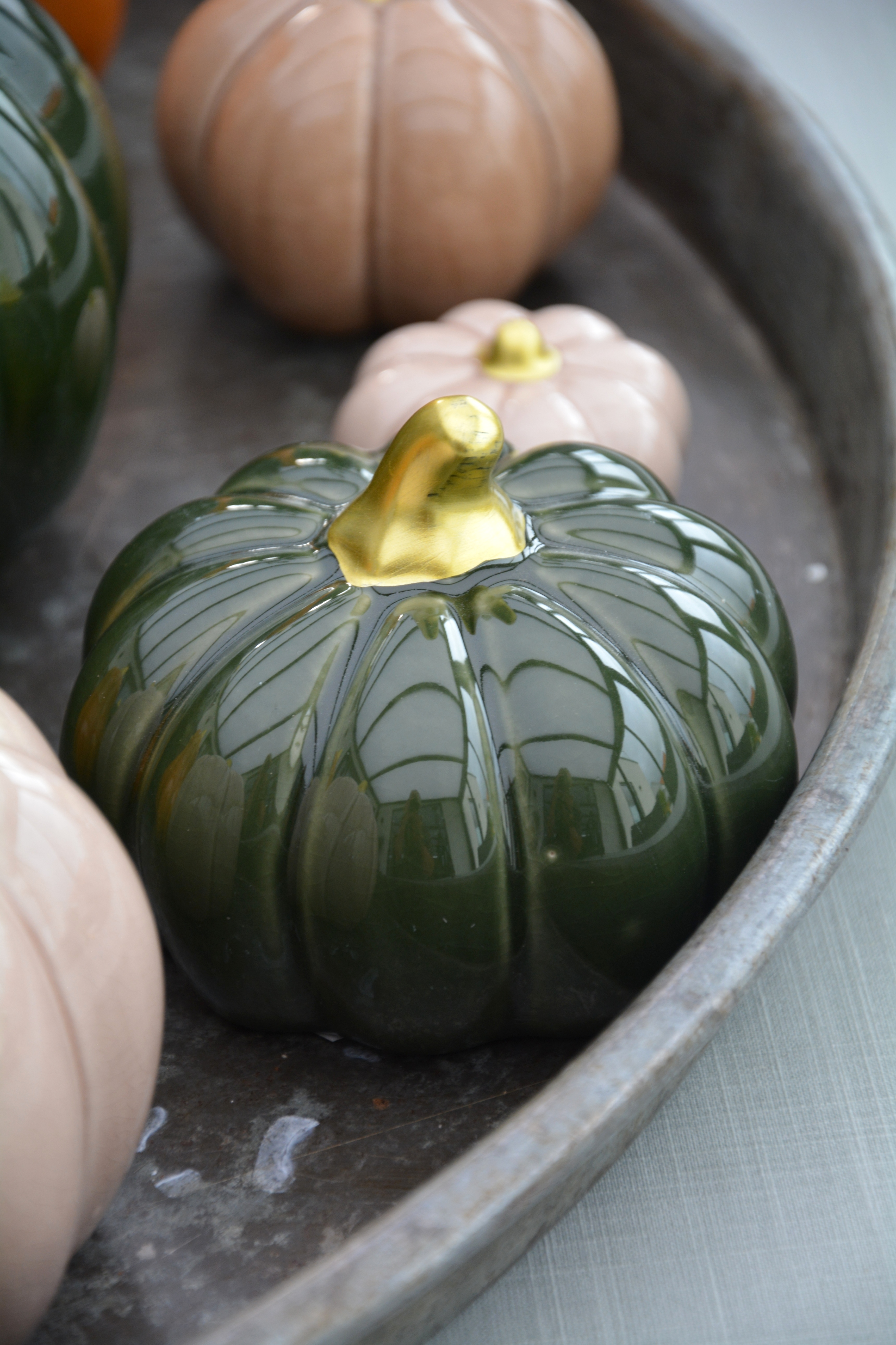 Pumpa grön stor låg 10,5 cm keramik - 3