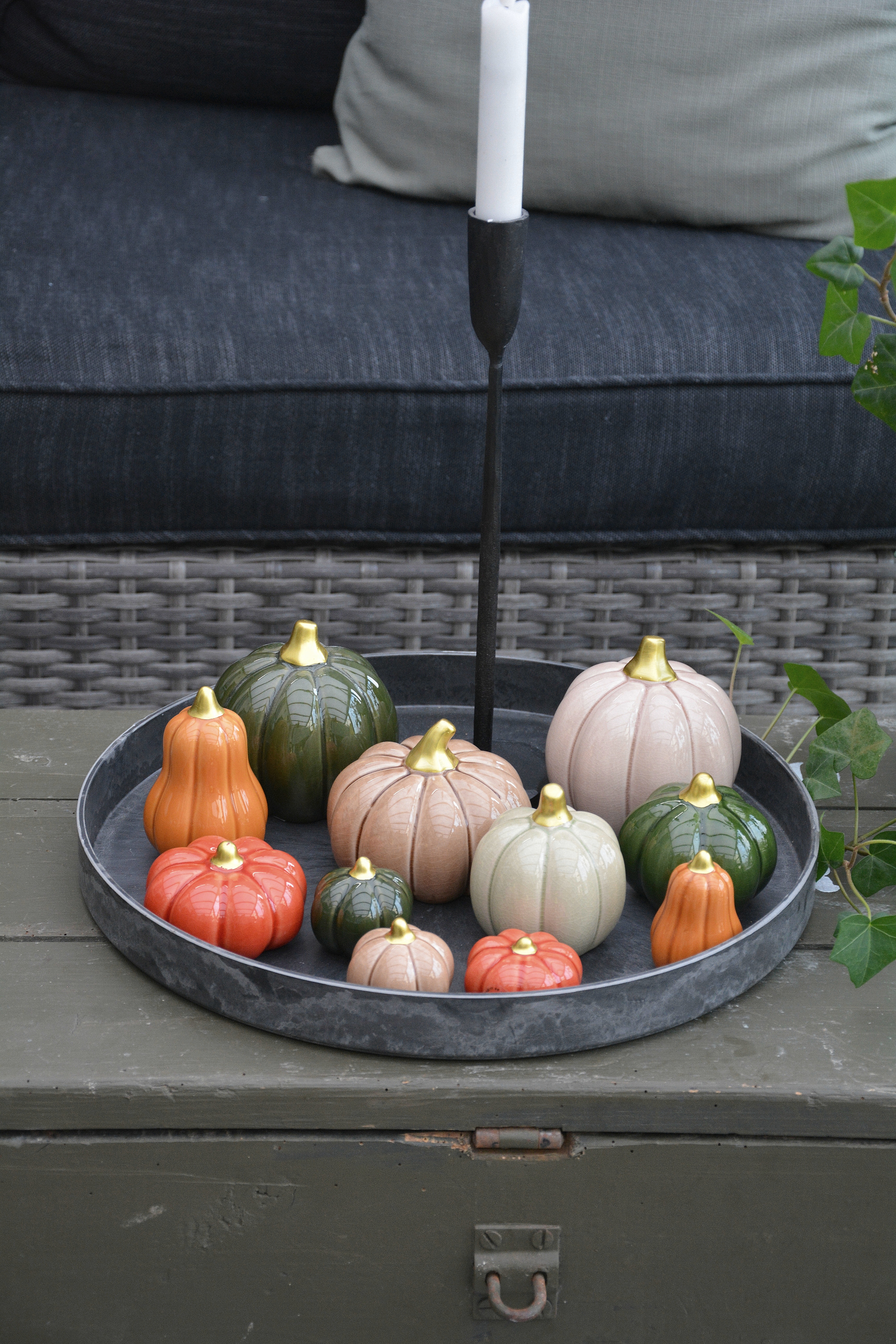 Pumpa grön mellan låg 7,8*6,5 cm keramik - 4