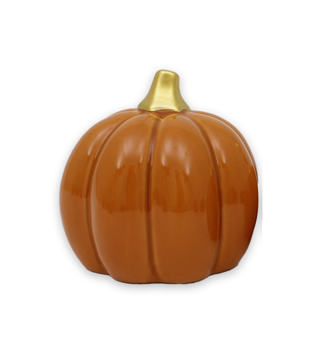 Pumpa ockra stor rund 10 cm keramik