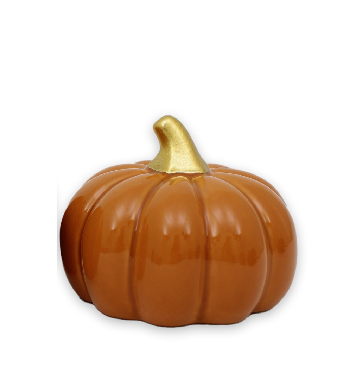 Pumpa ockra stor låg 10,5 cm keramik