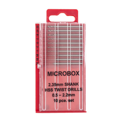 Microbox shank drill set (10) 0.5-2.2mm
