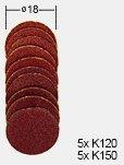 Proxxon SLIPSKIVOR 18 MM. 10 ST K 120. 10 ST K 150