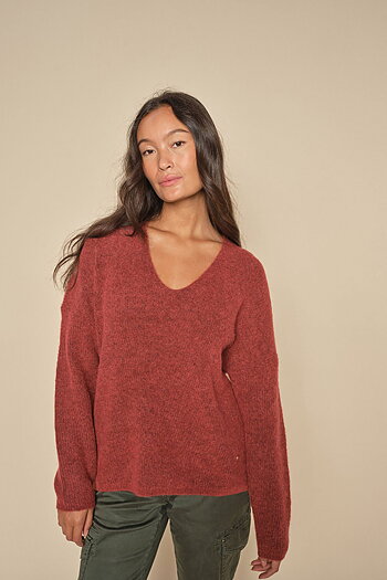 Mos Mosh - MMThora V-neck Knit Garnet