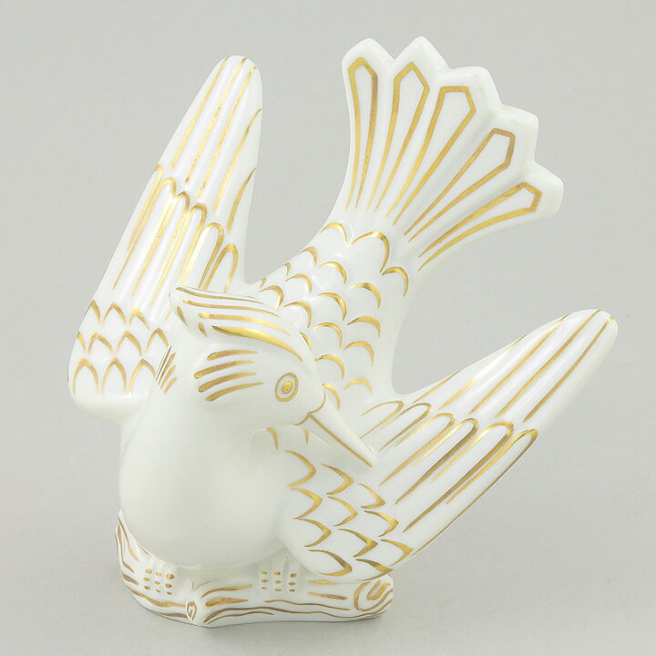 Gunnar Nylund (1940s) White Bird with Golden Decor 14/12 cm  [Sample Images]