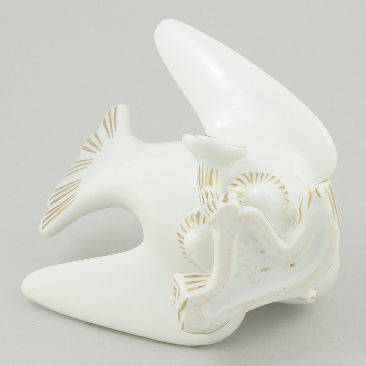 Gunnar Nylund (1940s) White Bird with Golden Decor 14/12 cm  [Sample Images]