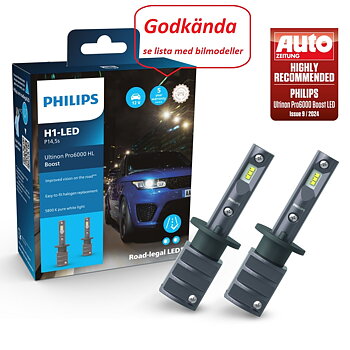H1 PHILIPS Ultinon Pro 6000 Boost - GODKÄND LED konverteringssats  +300%  13W / 12V