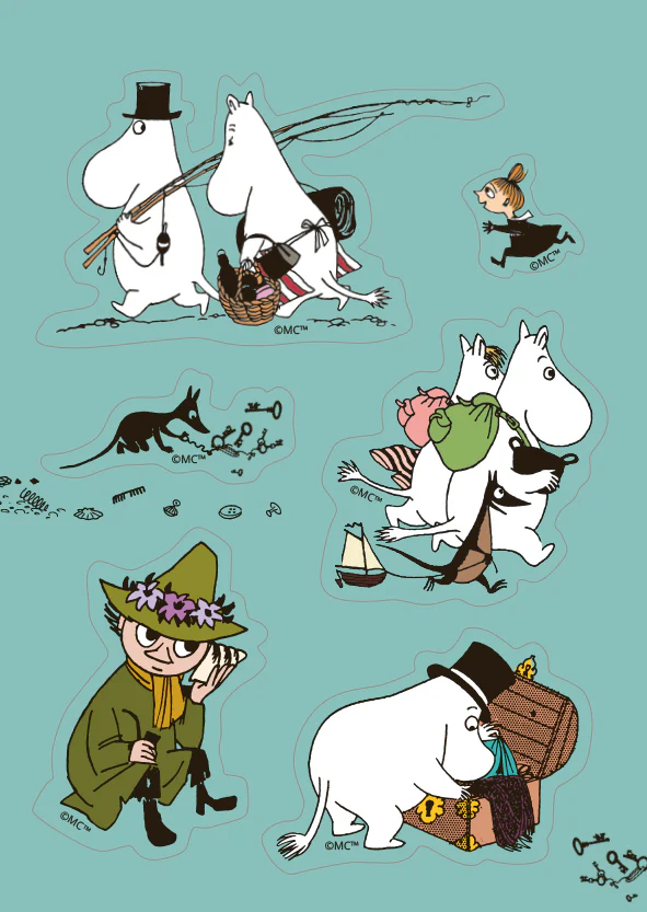 Moomin Postcards with stickers - Green