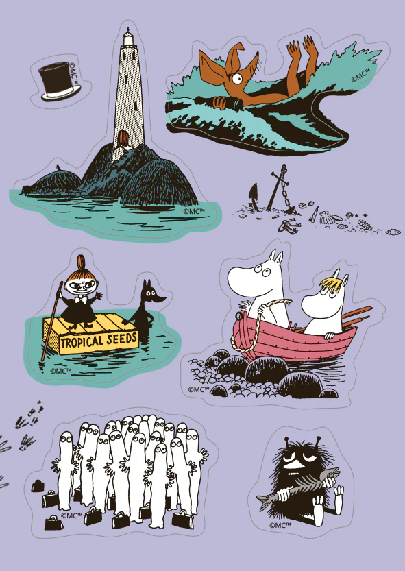 Moomin Postcards with stickers - Purple