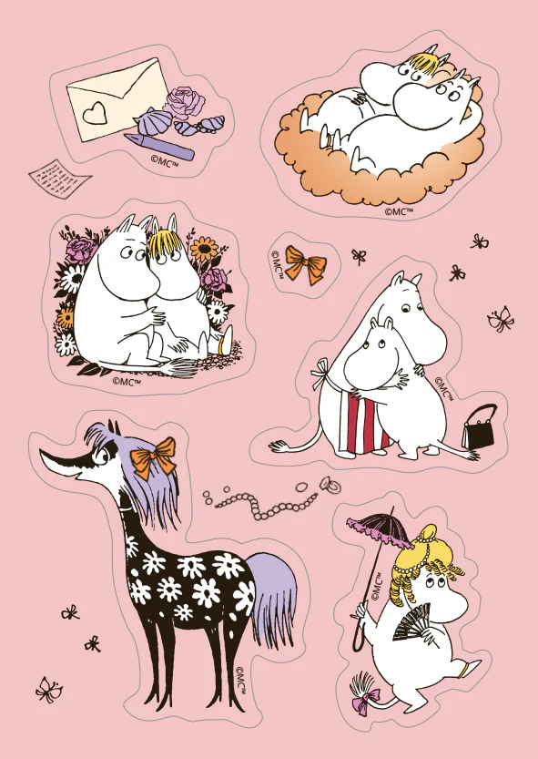 Moomin Postcards with stickers - Pink