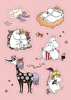 Mumin Vykort med klistermärken - Rosa