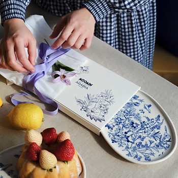 Mumin Haru serveringstallrik LILLA MY 17 cm, blå-vit