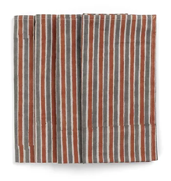 Napkins - Stripe Multi - Rusty Red & Grey - 50x50cm - set of 4