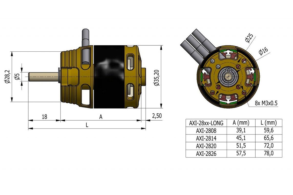 AXI 2814/16 V3 LONG Brushless Motor - 3